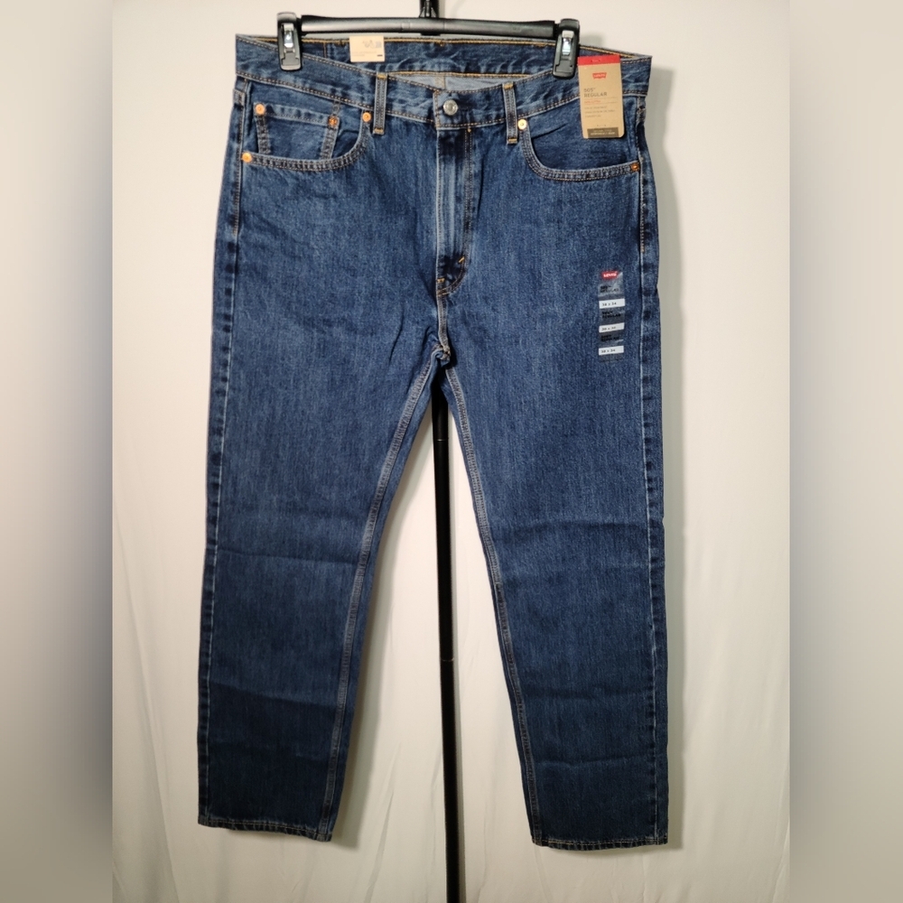 Levi's 505 Regular Fit Blue Jeans Men 38x34 NEW
